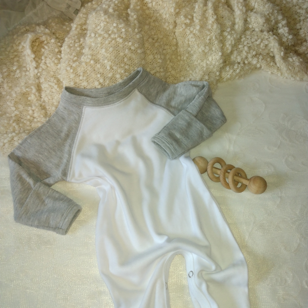 Ami Gray and White Baby Romper